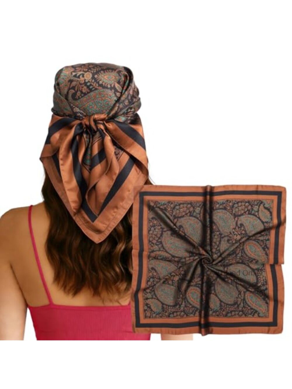 27.5" Square Satin Hair Scarf Polyester Silk Wrap Bandana
